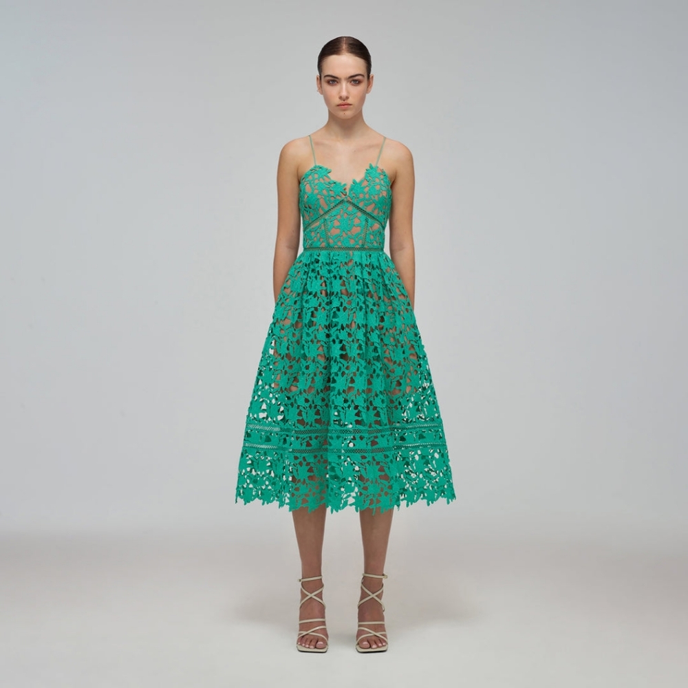 Self-Portrait Spearmint Azaelea Midi Dress